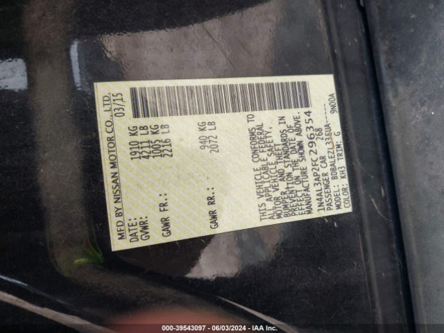 1N4AL3AP2FC296354 Nissan Altima 2.5/2.5 S/2.5 Sl/2.5 Sv