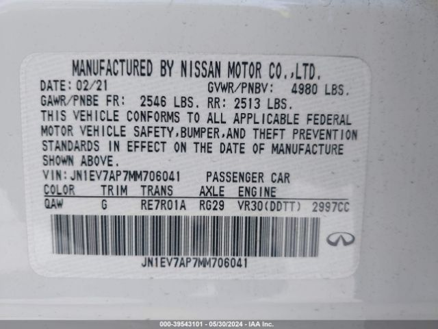 JN1EV7AP7MM706041 Infiniti Q50 PURE