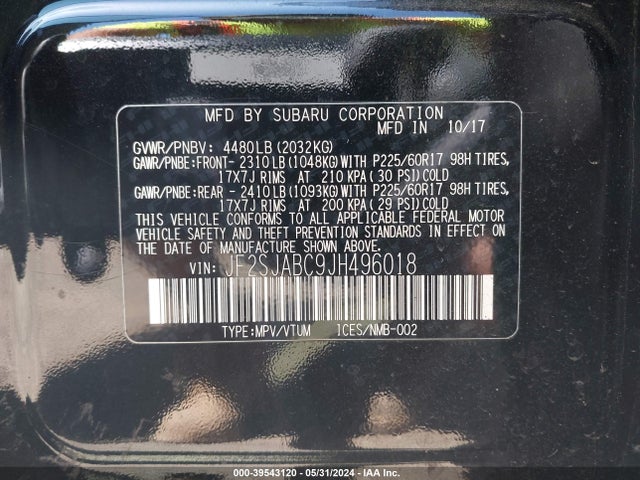 Subaru Forester 2.5i 2018 JF2SJABC9JH496018 Image 9