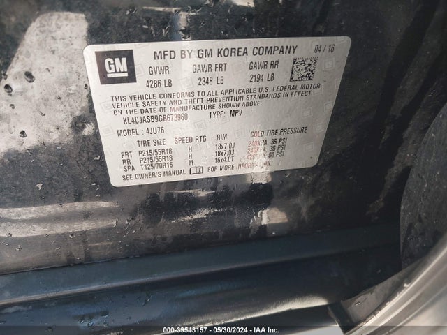 Buick Encore 2016 KL4CJASB9GB673960 Image 9