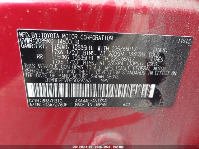 Toyota RAV4 LE 2014 JTMBFREV0E5029363 Image 9