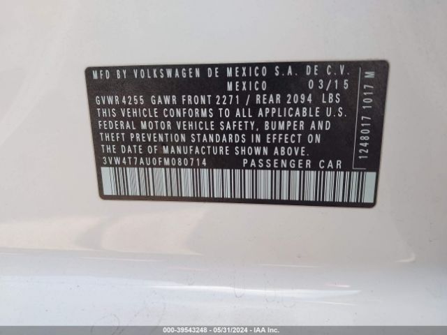 3VW4T7AU0FM080714 Volkswagen Golf Gti 2.0t Se 4-door
