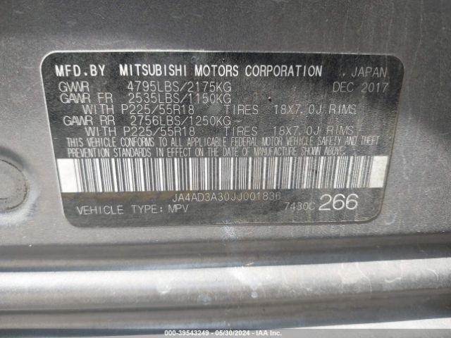 JA4AD3A30JJ001836 Mitsubishi Outlander Se