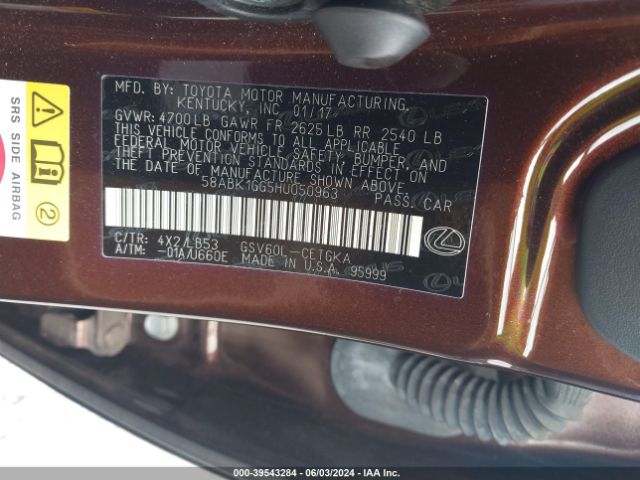 58ABK1GG5HU050963 Lexus ES 350