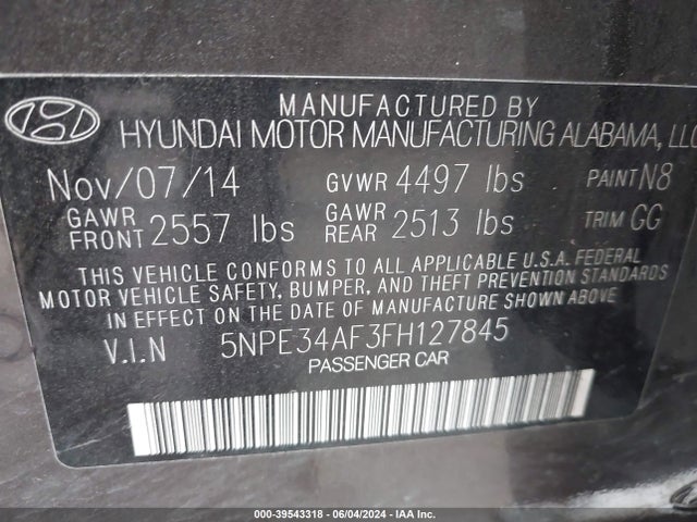 Hyundai Sonata Sport 2015 5NPE34AF3FH127845 Image 9
