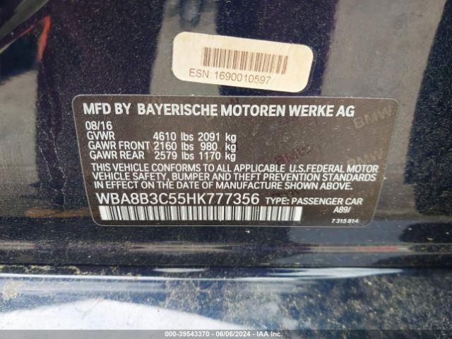 WBA8B3C55HK777356 BMW 340i