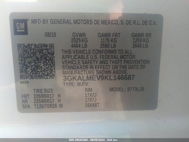 GMC Terrain Sle 2019 3GKALMEV9KL146687 Image 9