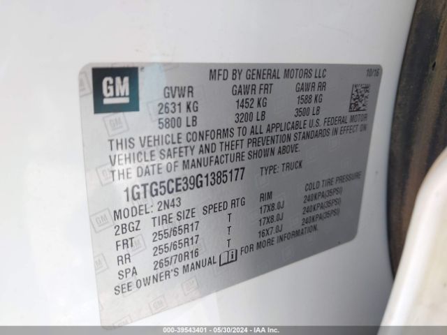 1GTG5CE39G1385177 GMC CANYON SLE