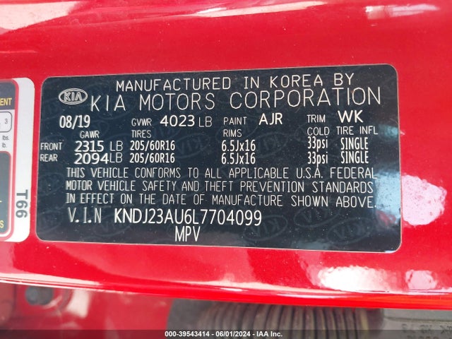 KIA SOUL LX 2020 KNDJ23AU6L7704099 Image 9