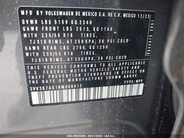 3VV3B7AX1RM068413 Volkswagen Tiguan 2.0t Se