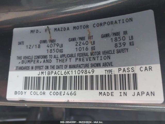 Mazda Mazda3 Select Package 2019 JM1BPACL6K1109849 Image 9