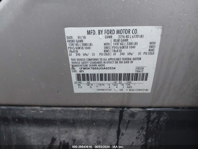 Ford Explorer 2018 1FM5K7B89JGA63534 Image 9