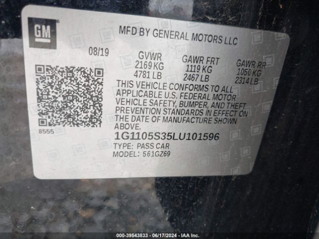 1G1105S35LU101596 Chevrolet Impala Fwd Premier