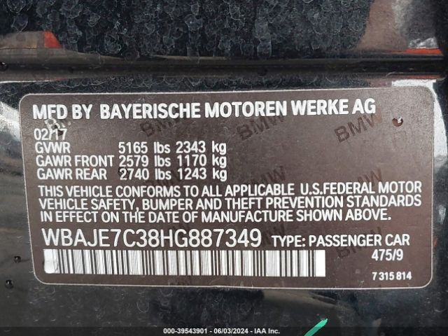 WBAJE7C38HG887349 BMW 540i Xdrive