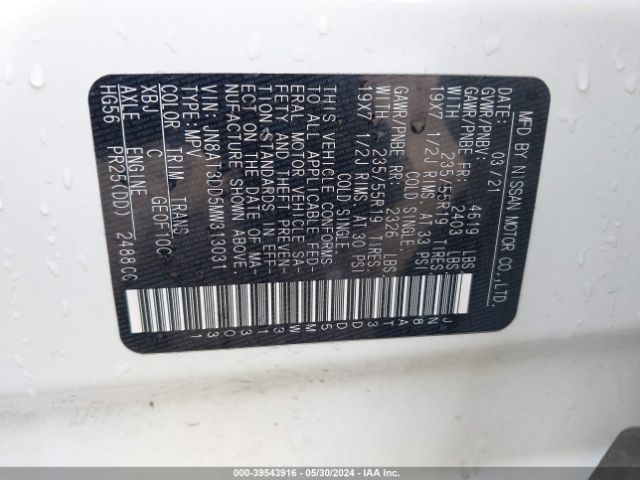JN8AT3DD5MW313031 Nissan Rogue Platinum Intelligent Awd