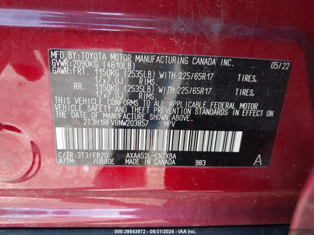 Toyota RAV4 LE 2022 2T3H1RFV8NW203857 Image 9