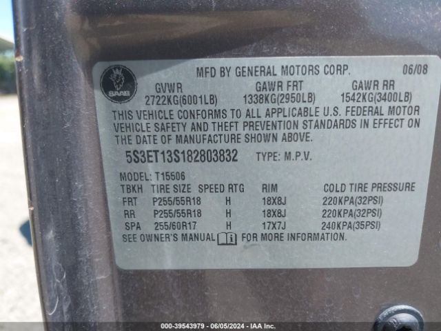 2008 SAAB 9-7X 5S3ET13S182803832 Photo 8