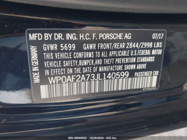 WP0AF2A73JL140599 Porsche Panamera Turbo