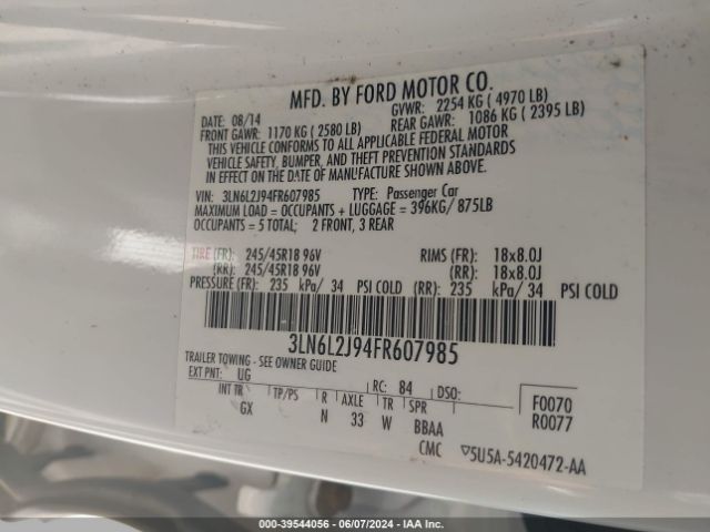 3LN6L2J94FR607985 Lincoln MKZ