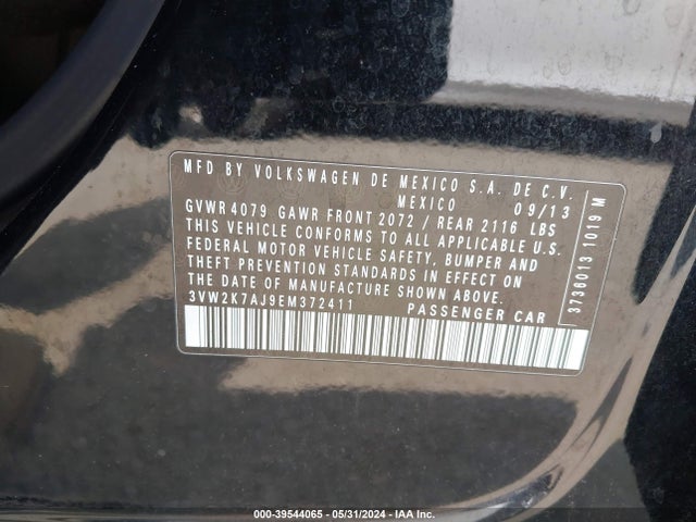3VW2K7AJ9EM372411 Volkswagen Jetta 2.0l S
