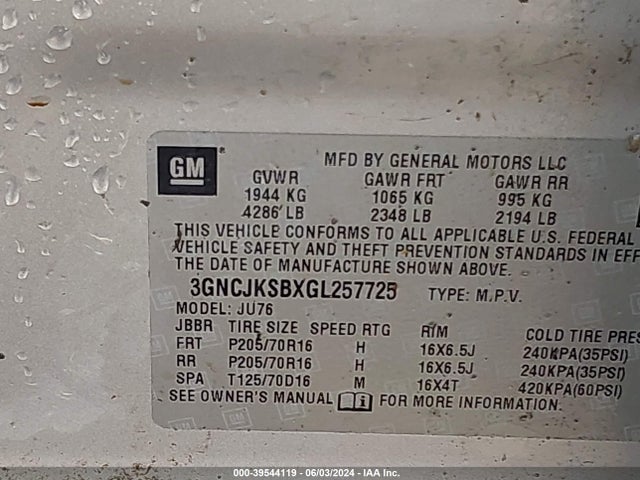 Chevrolet Trax 1ls 2016 3GNCJKSBXGL257725 Image 9
