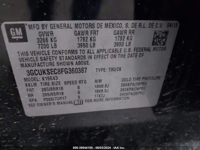 Chevrolet Silverado 1500 2lz 2015 3GCUKSEC8FG360387 Image 9