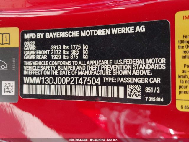 WMW13DJ00P2T47504 Mini Se Hardtop Cooper
