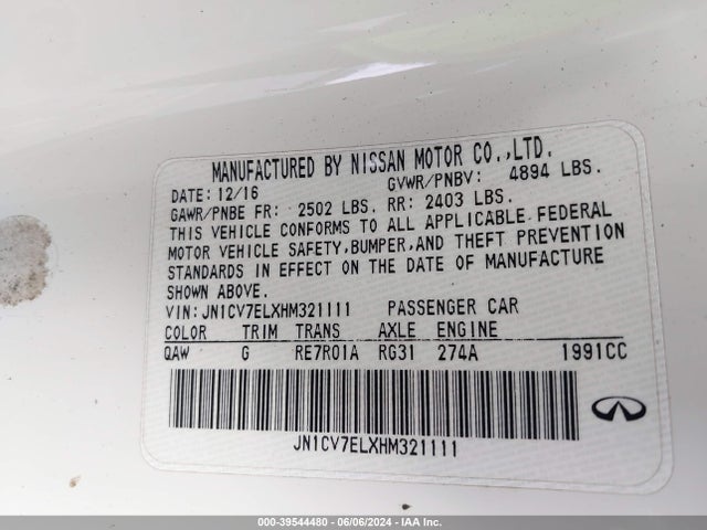 Infiniti Q60 2.0t 2017 JN1CV7ELXHM321111 Image 9