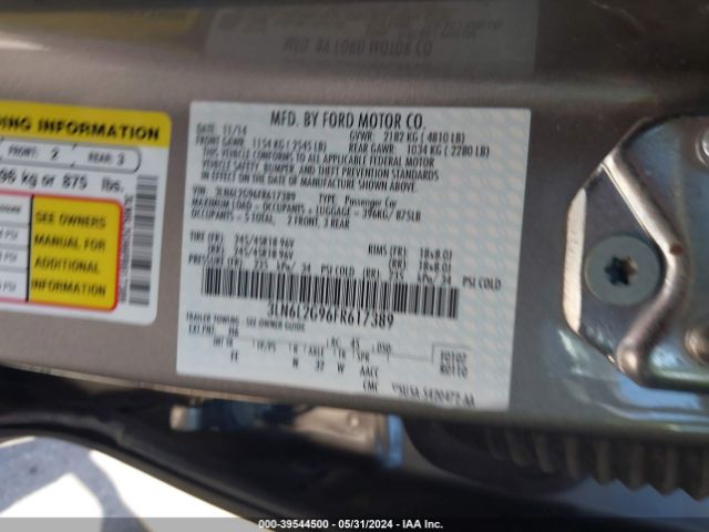 3LN6L2G96FR617389 Lincoln MKZ