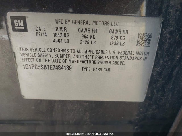 Chevrolet Cruze 1lt Auto 2014 1G1PC5SB7E7484189 Image 9