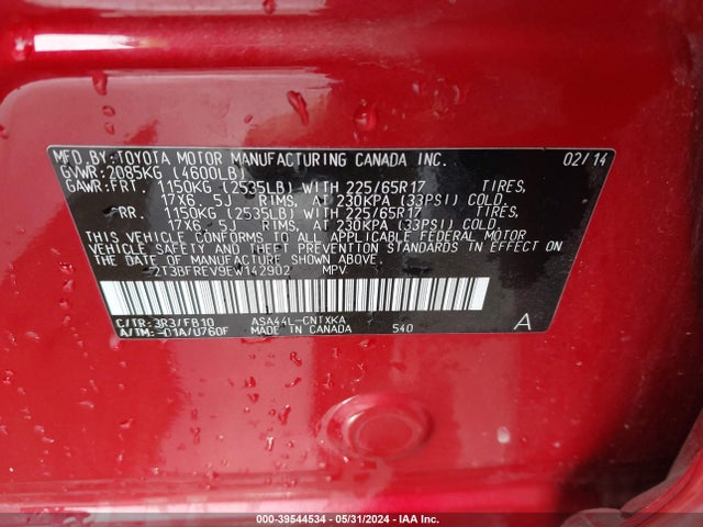 Toyota RAV4 LE 2014 2T3BFREV9EW142902 Image 9