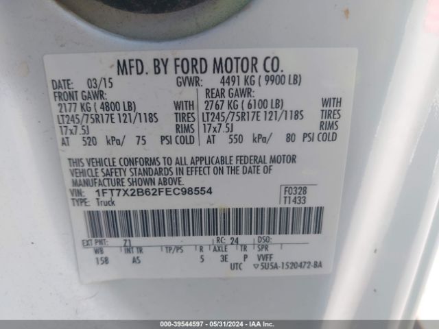1FT7X2B62FEC98554 Ford F-250 Xl