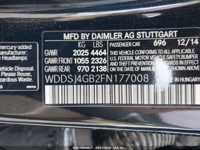WDDSJ4GB2FN177008 Mercedes-Benz CLA 250 4MATIC