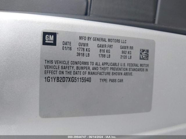 1G1YB2D7XG5115940 Chevrolet CORVETTE STINGRAY