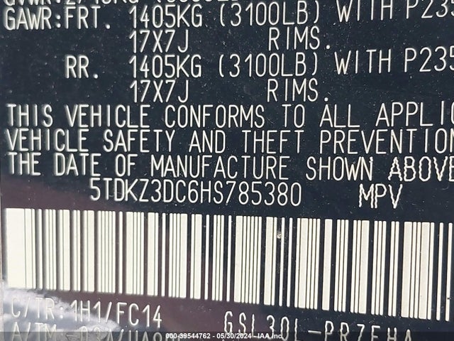 Toyota Sienna Le 8 Passenger 2017 5TDKZ3DC6HS785380 Image 9