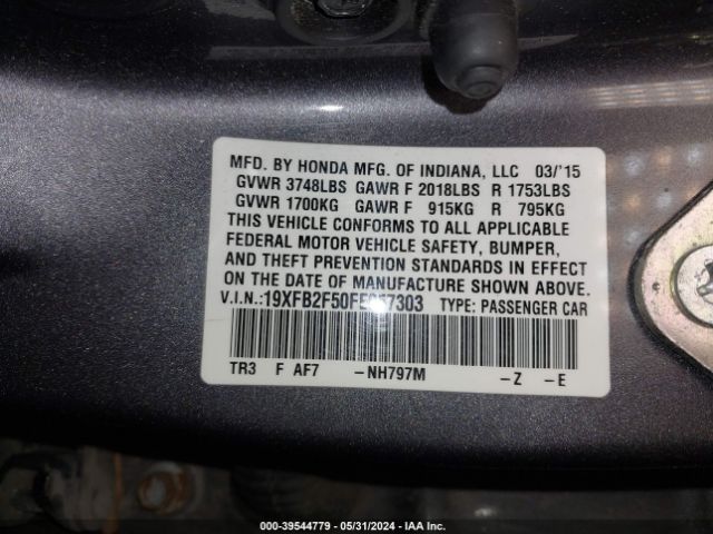 19XFB2F50FE057303 Honda Civic Lx