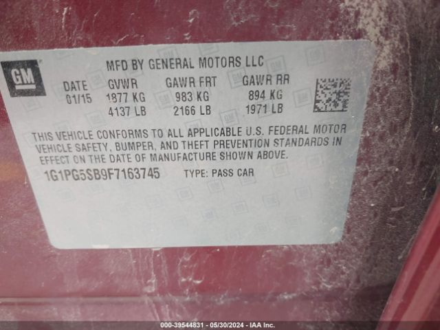 1G1PG5SB9F7163745 Chevrolet CRUZE LTZ