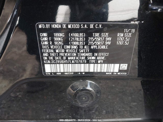 Honda Hr-v Awd Ex 2020 3CZRU6H57LM707879 Image 9
