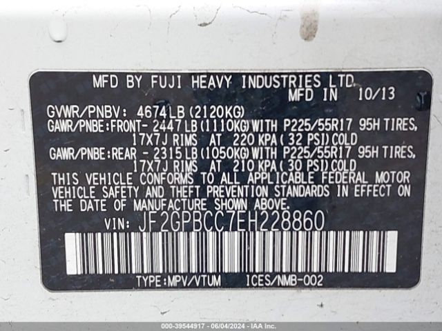 JF2GPBCC7EH228860 Subaru Xv Crosstrek Hybrid 2.0i