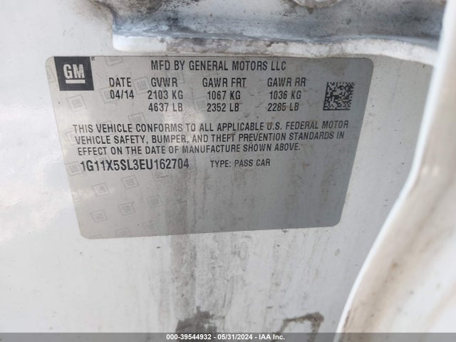 Chevrolet Impala 1fl 2014 1G11X5SL3EU162704 Image 9