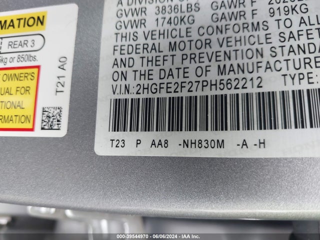 Honda Civic Lx 2023 2HGFE2F27PH562212 Image 9