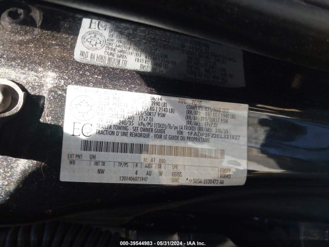 Ford FOCUS SE 2014 1FADP3F22EL331827 Image 9