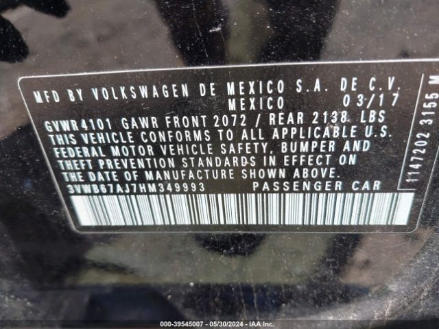 3VWB67AJ7HM349993 Volkswagen Jetta 1.4t Se