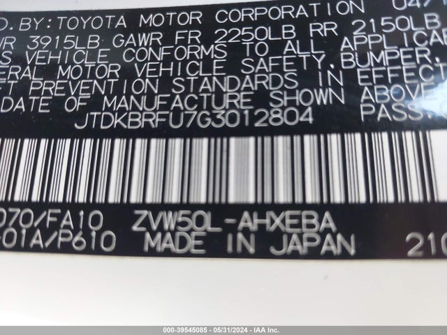 Toyota Prius Two 2016 JTDKBRFU7G3012804 Image 9