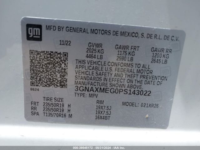 3GNAXMEG0PS143022 Chevrolet Equinox Fwd Rs