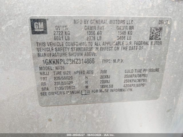 1GKKNPLS3HZ314866 GMC Acadia Denali