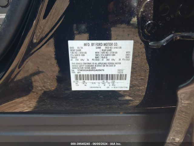 1FM5K8AB8RGA05476 Ford Police Interceptor Utility