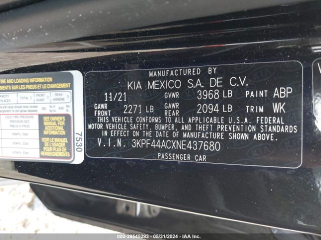 3KPF44ACXNE437680 KIA FORTE GT