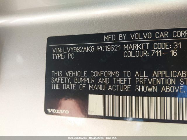 LVY982AK8JP019621 Volvo S90 T5 Momentum