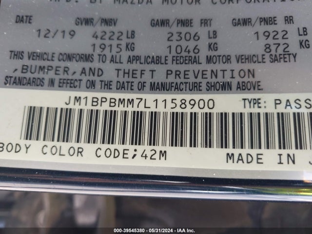 JM1BPBMM7L1158900 Mazda Mazda3 Preferred Package